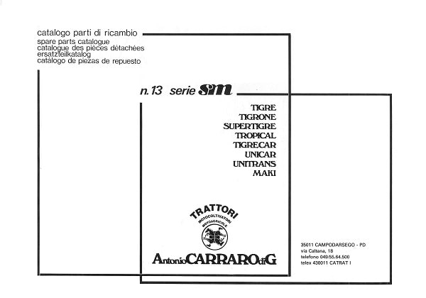 Antonio Carraro Tigrone parts catalog